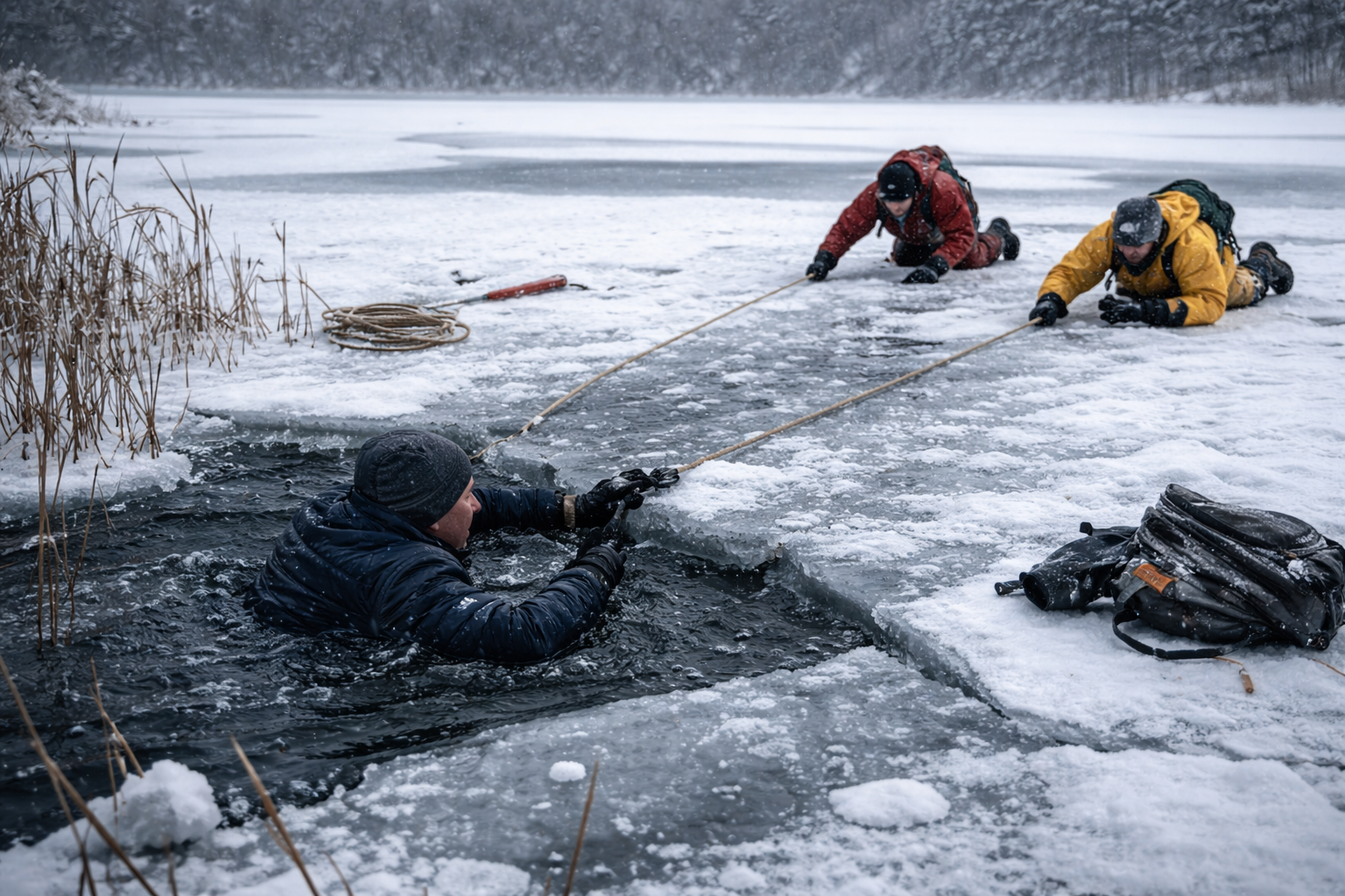Uwaga na zamarznięte zbiorniki. Służby apelują o rozsądek i rozmowę z dziećmi