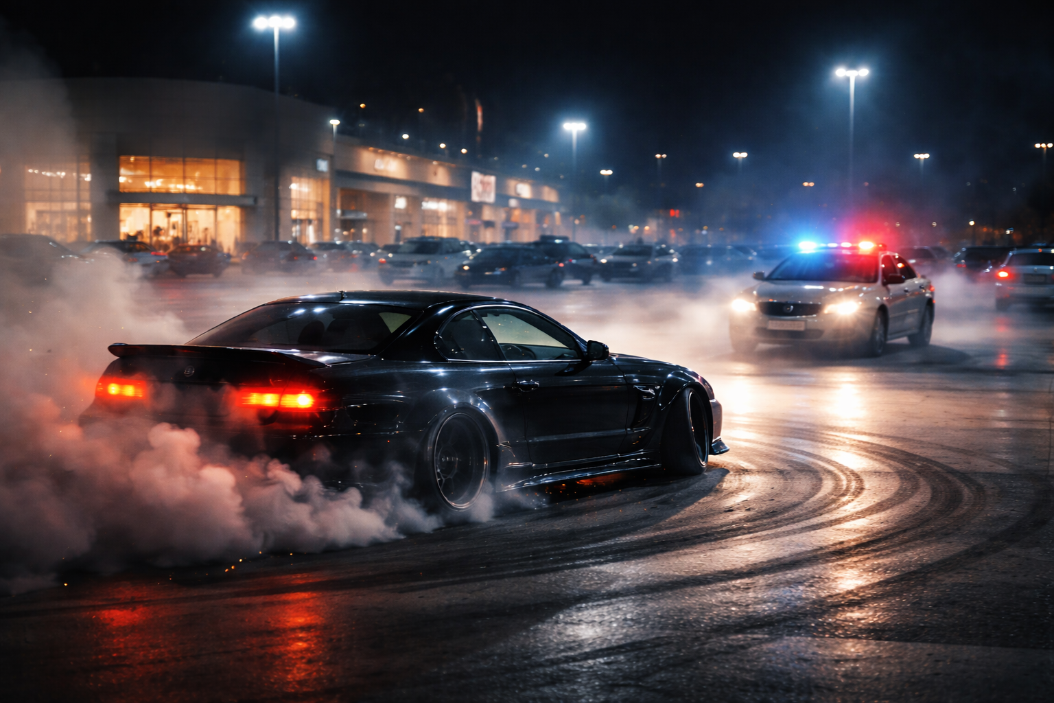 Drift na parkingu zakończony wysokim mandatem. Policja zapowiada konsekwentne działania