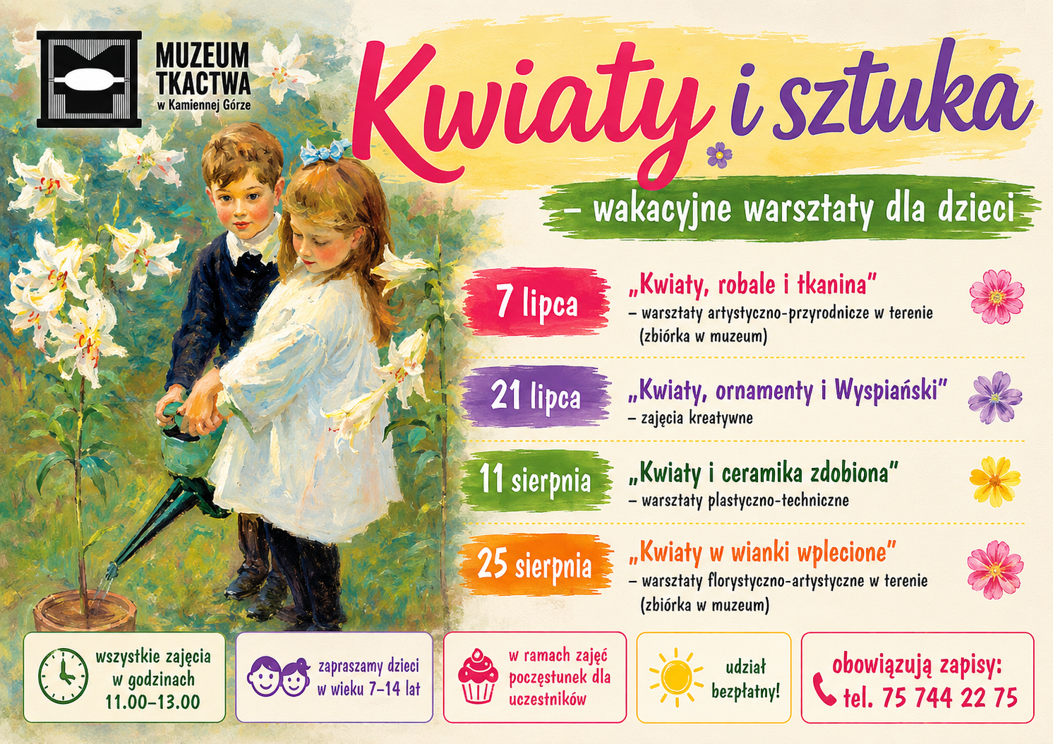 Wakacje pełne kwiatów w Muzeum Tkactwa. Bezpłatne warsztaty dla dzieci